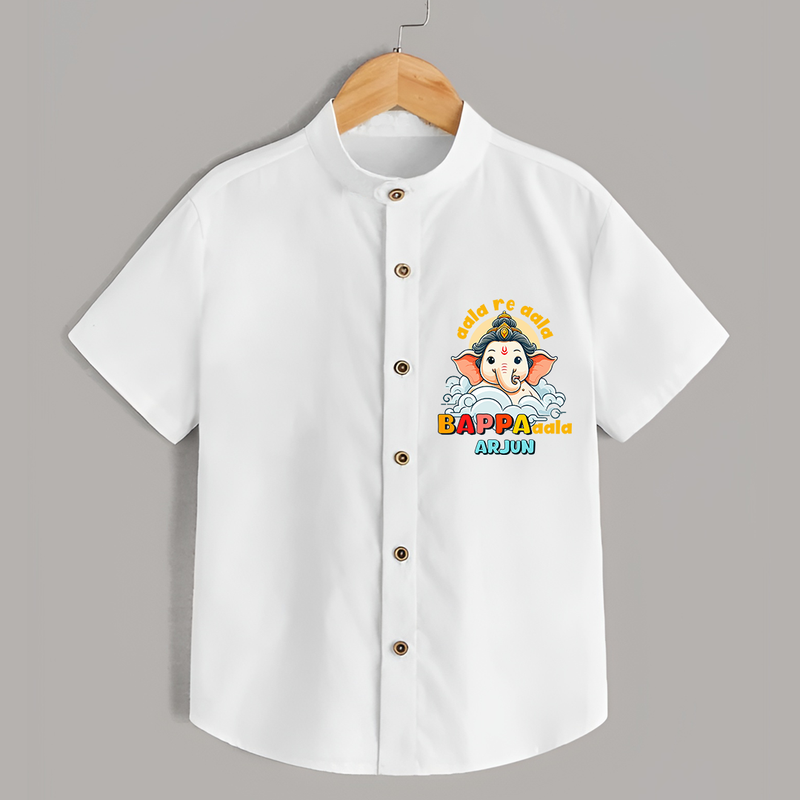 Aala Re Aala Bappa Aala - Customized Shirt For Kids - WHITE - 0 - 6 Months Old (Chest 23")