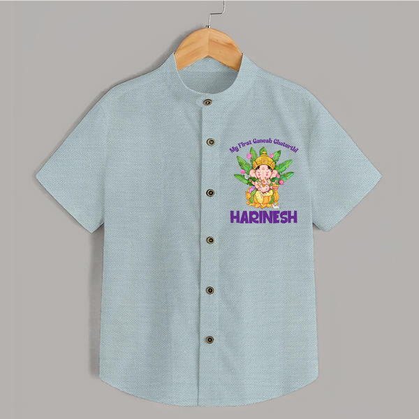Ganesh Chaturthi Baby's First Shirt | Custom Shirt for the Festival of Ganesha - ARCTIC BLUE - 0 - 6 Months Old (Chest 23")