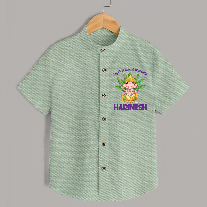 Ganesh Chaturthi Baby's First Shirt | Custom Shirt for the Festival of Ganesha - MINT GREEN - 0 - 6 Months Old (Chest 23")
