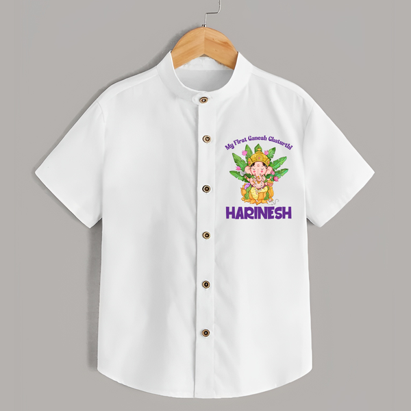 Ganesh Chaturthi Baby's First Shirt | Custom Shirt for the Festival of Ganesha - WHITE - 0 - 6 Months Old (Chest 23")
