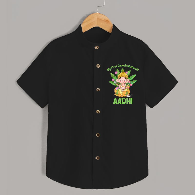 Ganesh Chaturthi Baby's First Shirt | Custom Shirt for the Festival of Ganesha - BLACK - 0 - 6 Months Old (Chest 23")