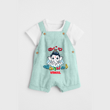 Kutty Vinayagar - Customized Dungaree Set For Kids - ARCTIC BLUE - 0 - 5 Months Old (Chest 18")