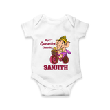 Ganesh Chaturthi Baby Outfit | Personalized Baby Romper / Onesie for My First Ganesh Festival - WHITE - New Born (Chest 14")