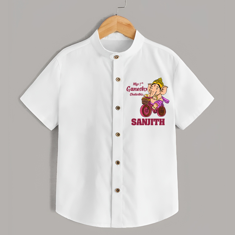 Ganesh Chaturthi Baby Outfit | Personalized Baby Shirt for My First Ganesh Festival - WHITE - 0 - 6 Months Old (Chest 23")