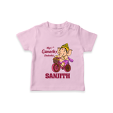 Ganesh Chaturthi Baby Outfit | Personalized Baby T-Shirt for My First Ganesh Festival - BABY PINK - 0-5 Months Old (Chest 17")