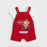 Ganesh Chaturthi Baby Outfit | Personalized Baby Dungaree Set for My First Ganesh Festival - RED - 0 - 5 Months Old (Chest 18")