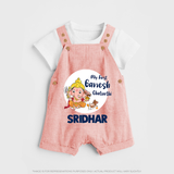 Ganesh Chaturthi Dungaree Set for Baby | Custom Dungaree Set to Celebrate First Ganesh Chaturthi - PEACH - 0 - 5 Months Old (Chest 18")