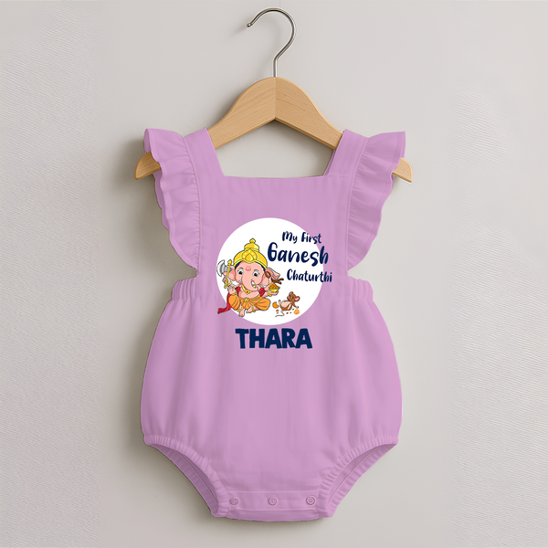 Ganesh Chaturthi Romper Frock for Baby | Custom Romper Frock to Celebrate First Ganesh Chaturthi - BABY PINK - 0 - 3 Months Old (Chest 19")