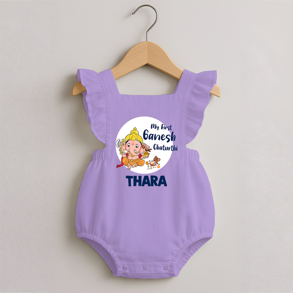 Ganesh Chaturthi Romper Frock for Baby | Custom Romper Frock to Celebrate First Ganesh Chaturthi - LILAC - 0 - 3 Months Old (Chest 19")