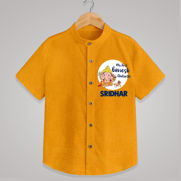 Ganesh Chaturthi Shirt for Baby | Custom Shirt to Celebrate First Ganesh Chaturthi - CHROME YELLOW - 0 - 6 Months Old (Chest 23")