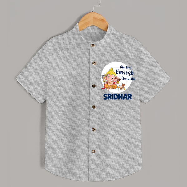 Ganesh Chaturthi Shirt for Baby | Custom Shirt to Celebrate First Ganesh Chaturthi - GREY - 0 - 6 Months Old (Chest 23")