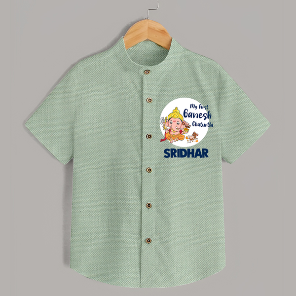 Ganesh Chaturthi Shirt for Baby | Custom Shirt to Celebrate First Ganesh Chaturthi - MINT GREEN - 0 - 6 Months Old (Chest 23")