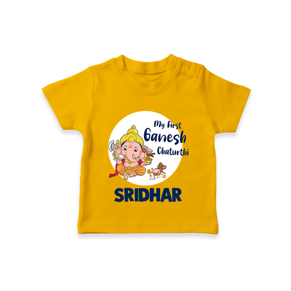 Ganesh Chaturthi T-Shirt for Baby | Custom T-Shirt to Celebrate First Ganesh Chaturthi - CHROME YELLOW - 0-5 Months Old (Chest 17")