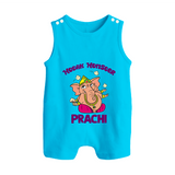 Modak Monster Romper Suit | Personalized Baby Romper Suit for Little Ganesha - SKY BLUE - 0 - 5 Months Old (Chest 18")