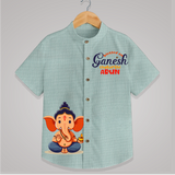 Blessed on Ganesh Chaturthi - Customised Shirt for Kids - ARCTIC BLUE - 0-6 Months Old (Chest 23")