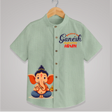 Blessed on Ganesh Chaturthi - Customised Shirt for Kids - MINT GREEN - 0-6 Months Old (Chest 23")