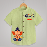 Blessed on Ganesh Chaturthi - Customised Shirt for Kids - PASTEL GREEN - 0-6 Months Old (Chest 23")