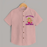 Modak Monster Shirt | Personalized Baby Shirt for Little Ganesha - PEACH - 0 - 6 Months Old (Chest 23")