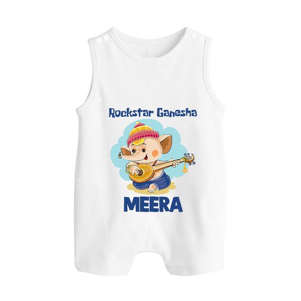 Rockstar Ganesha Romper Suit | Custom Baby Romper Suit for Your Little Rockstar - WHITE - 0 - 5 Months Old (Chest 18")