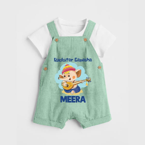 Rockstar Ganesha Dungaree | Custom Baby Dungaree for Your Little Rockstar - MINT GREEN - 0 - 5 Months Old (Chest 18")