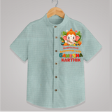 Auspicious Beginnings With Ganesha - Customised Shirt for Kids - ARCTIC BLUE - 0-6 Months Old (Chest 23")