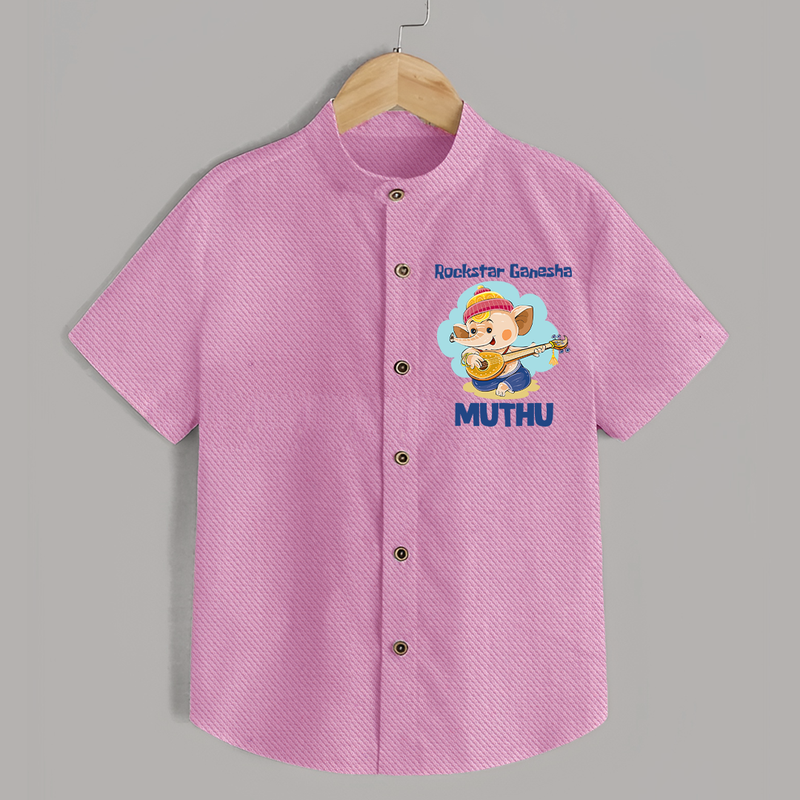 Rockstar Ganesha Shirt | Custom Baby Shirt for Your Little Rockstar - BABY PINK - 0 - 6 Months Old (Chest 23")