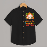 Auspicious Beginnings With Ganesha - Customised Shirt for Kids - BLACK - 0-6 Months Old (Chest 23")