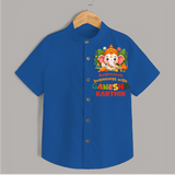 Auspicious Beginnings With Ganesha - Customised Shirt for Kids - COBALT BLUE - 0-6 Months Old (Chest 23")