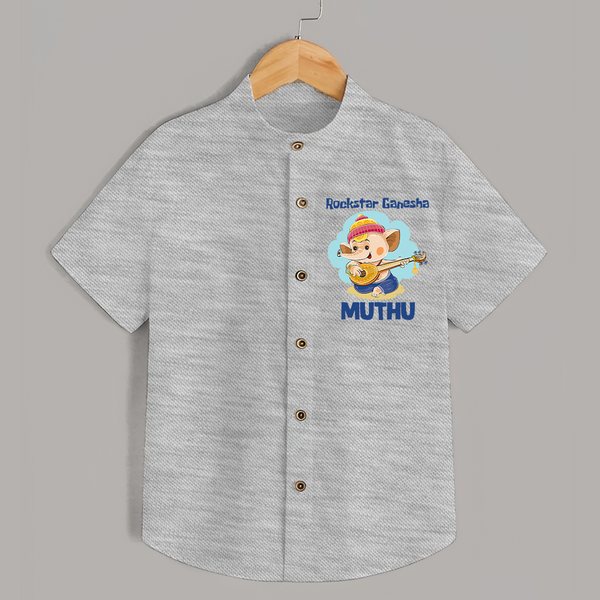 Rockstar Ganesha Shirt | Custom Baby Shirt for Your Little Rockstar - GREY - 0 - 6 Months Old (Chest 23")