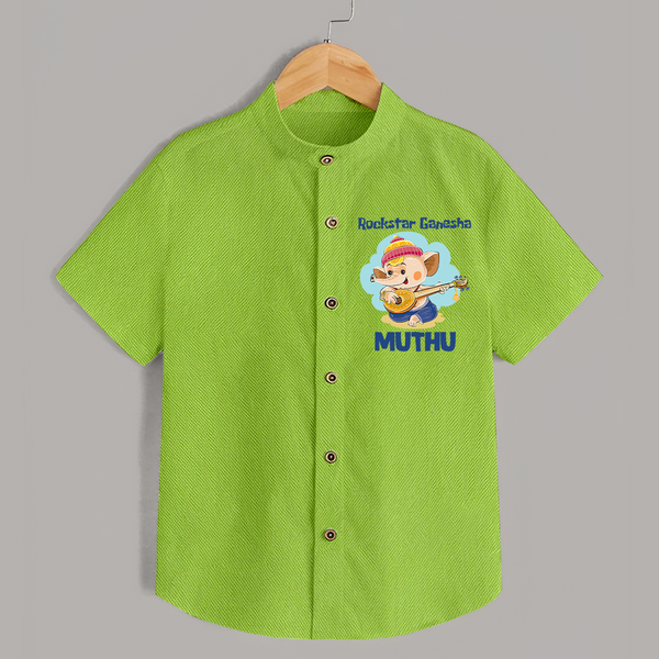 Rockstar Ganesha Shirt | Custom Baby Shirt for Your Little Rockstar - LIME GREEN - 0 - 6 Months Old (Chest 23")