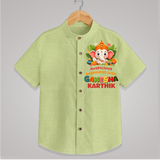 Auspicious Beginnings With Ganesha - Customised Shirt for Kids - PASTEL GREEN - 0-6 Months Old (Chest 23")