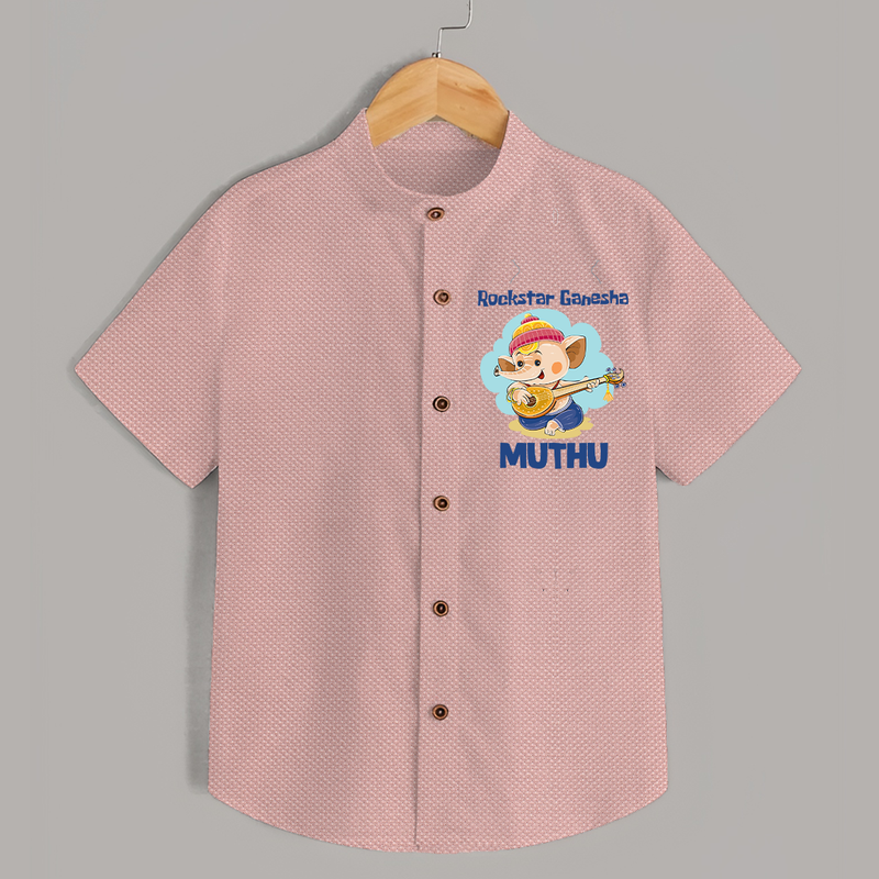 Rockstar Ganesha Shirt | Custom Baby Shirt for Your Little Rockstar - PEACH - 0 - 6 Months Old (Chest 23")