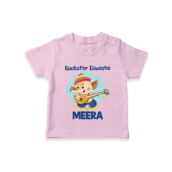 Rockstar Ganesha T-shirt | Custom Baby T-shirt for Your Little Rockstar - BABY PINK - 0-5 Months Old (Chest 17")