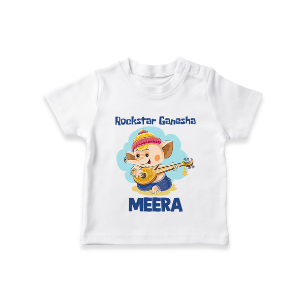 Rockstar Ganesha T-shirt | Custom Baby T-shirt for Your Little Rockstar - WHITE - 0-5 Months Old (Chest 17")