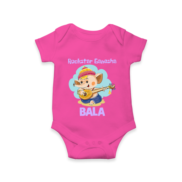 Rockstar Ganesha Romper / Onesie | Custom Baby Romper / Onesie for Your Little Rockstar - HOT PINK - New Born (Chest 14")