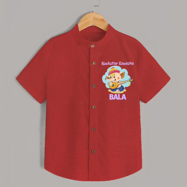 Rockstar Ganesha Shirt | Custom Baby Shirt for Your Little Rockstar - RED - 0 - 6 Months Old (Chest 23")