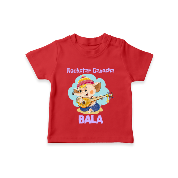 Rockstar Ganesha T-shirt | Custom Baby T-shirt for Your Little Rockstar - RED - 0-5 Months Old (Chest 17")