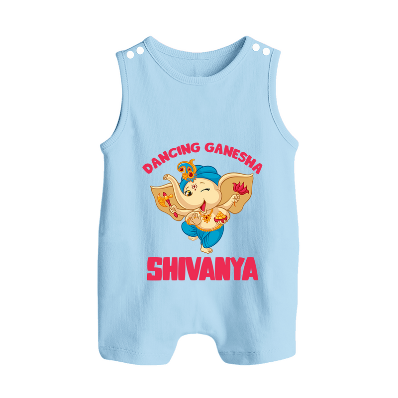 Dancing Ganesha Romper Suit | Personalized Baby Romper Suit for the Little Dancer - BABY BLUE - 0 - 5 Months Old (Chest 18")