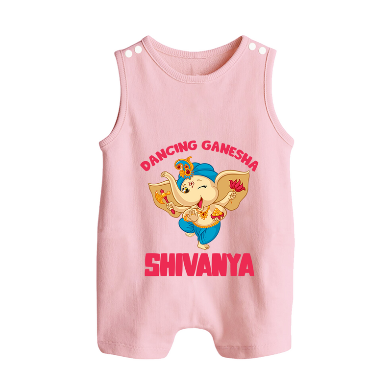 Dancing Ganesha Romper Suit | Personalized Baby Romper Suit for the Little Dancer - BABY PINK - 0 - 5 Months Old (Chest 18")