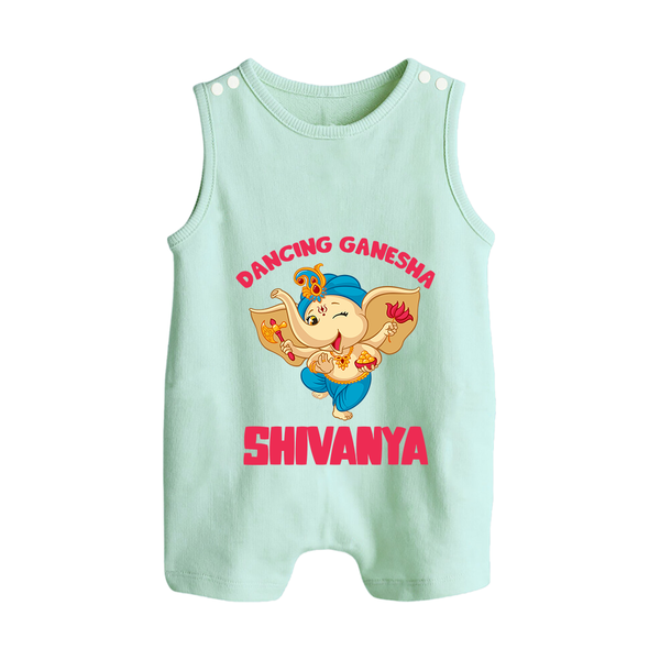 Dancing Ganesha Romper Suit | Personalized Baby Romper Suit for the Little Dancer - MINT GREEN - 0 - 5 Months Old (Chest 18")