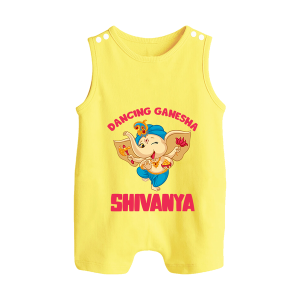 Dancing Ganesha Romper Suit | Personalized Baby Romper Suit for the Little Dancer - PASTEL YELLOW - 0 - 5 Months Old (Chest 18")