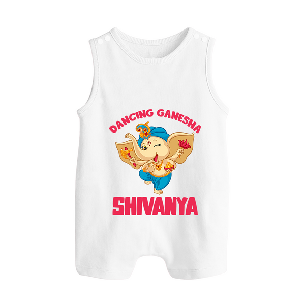 Dancing Ganesha Romper Suit | Personalized Baby Romper Suit for the Little Dancer - WHITE - 0 - 5 Months Old (Chest 18")