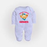 Dancing Ganesha Sleep Suit | Personalized Baby Sleep Suit for the Little Dancer - BABY BLUE - New Born (Chest 7.5")