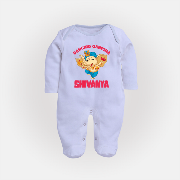 Dancing Ganesha Sleep Suit | Personalized Baby Sleep Suit for the Little Dancer - BABY BLUE - New Born (Chest 7.5")