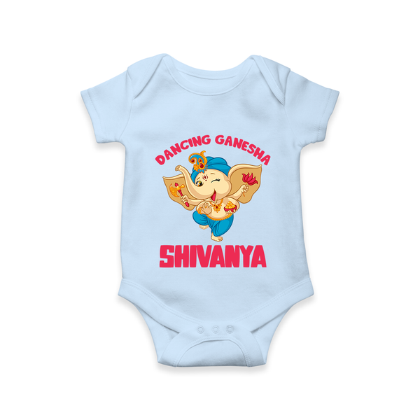 Dancing Ganesha Romper / Onesie | Personalized Baby Romper / Onesie for the Little Dancer - BABY BLUE - New Born (Chest 14")