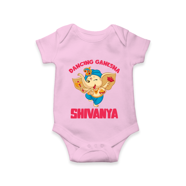 Dancing Ganesha Romper / Onesie | Personalized Baby Romper / Onesie for the Little Dancer - BABY PINK - New Born (Chest 14")