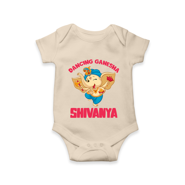 Dancing Ganesha Romper / Onesie | Personalized Baby Romper / Onesie for the Little Dancer - IVORY - New Born (Chest 14")