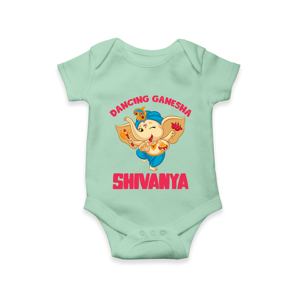 Dancing Ganesha Romper / Onesie | Personalized Baby Romper / Onesie for the Little Dancer - MINT GREEN - New Born (Chest 14")