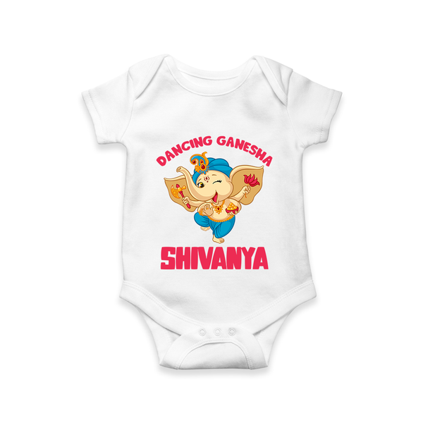 Dancing Ganesha Romper / Onesie | Personalized Baby Romper / Onesie for the Little Dancer - WHITE - New Born (Chest 14")