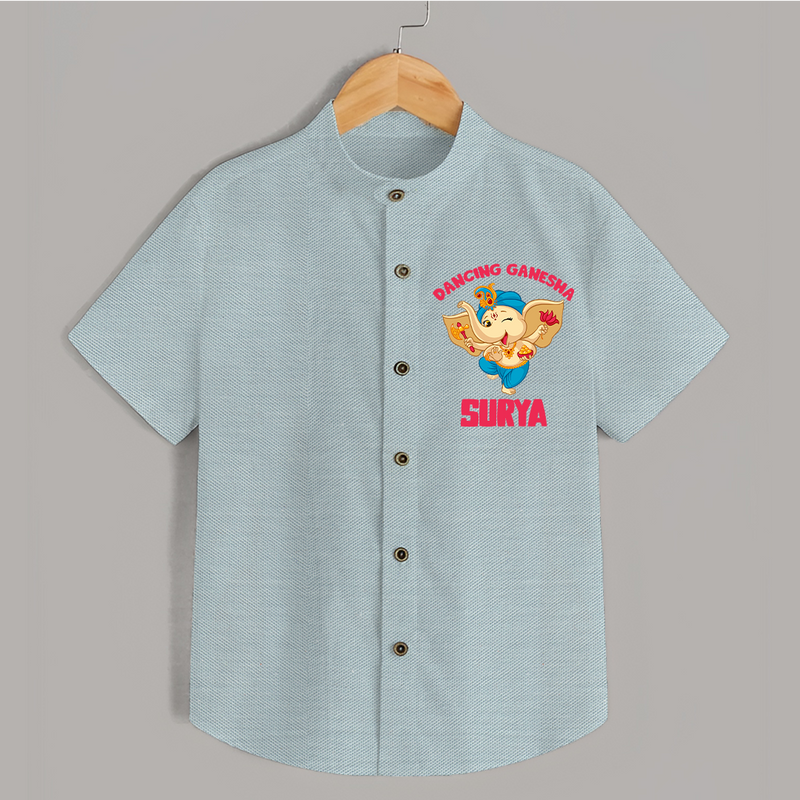 Dancing Ganesha Shirt | Personalized Baby Shirt for the Little Dancer - ARCTIC BLUE - 0 - 6 Months Old (Chest 23")